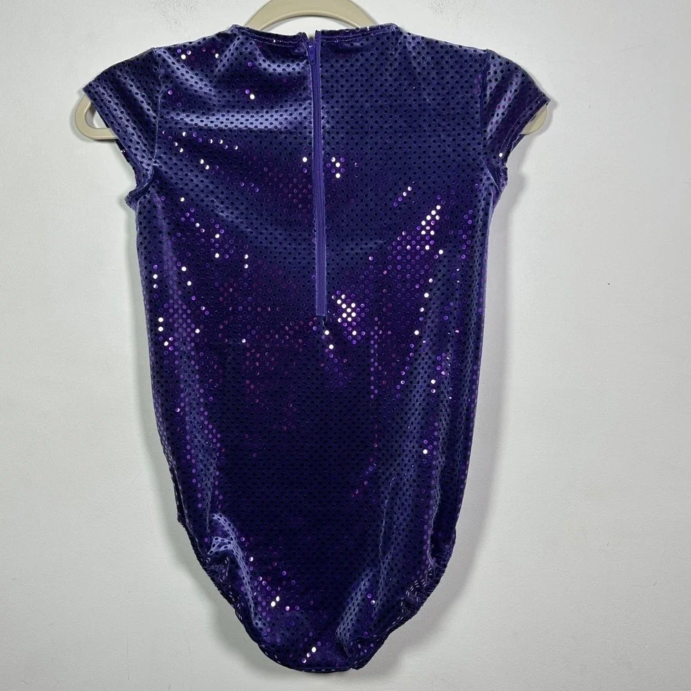 Alexandra Costumes Purple Sequin Leotard Cap Sleeve Performance Dance adult AXS